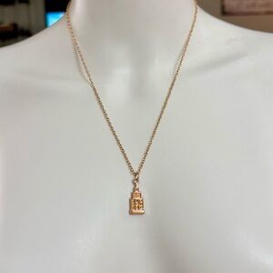 Coach Pave Crystal NYC Empire State Building Pendant 18k/.925 Rose Gold Necklace